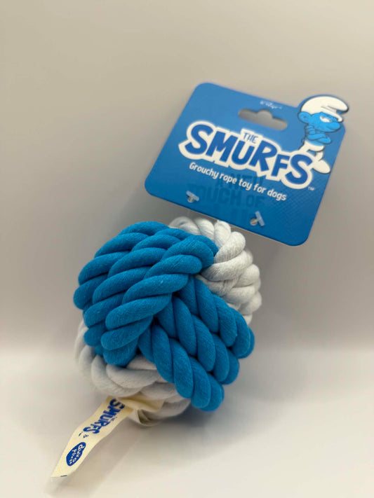 Hundeleke Grouchy Smurf Tauknuteball ø10cm