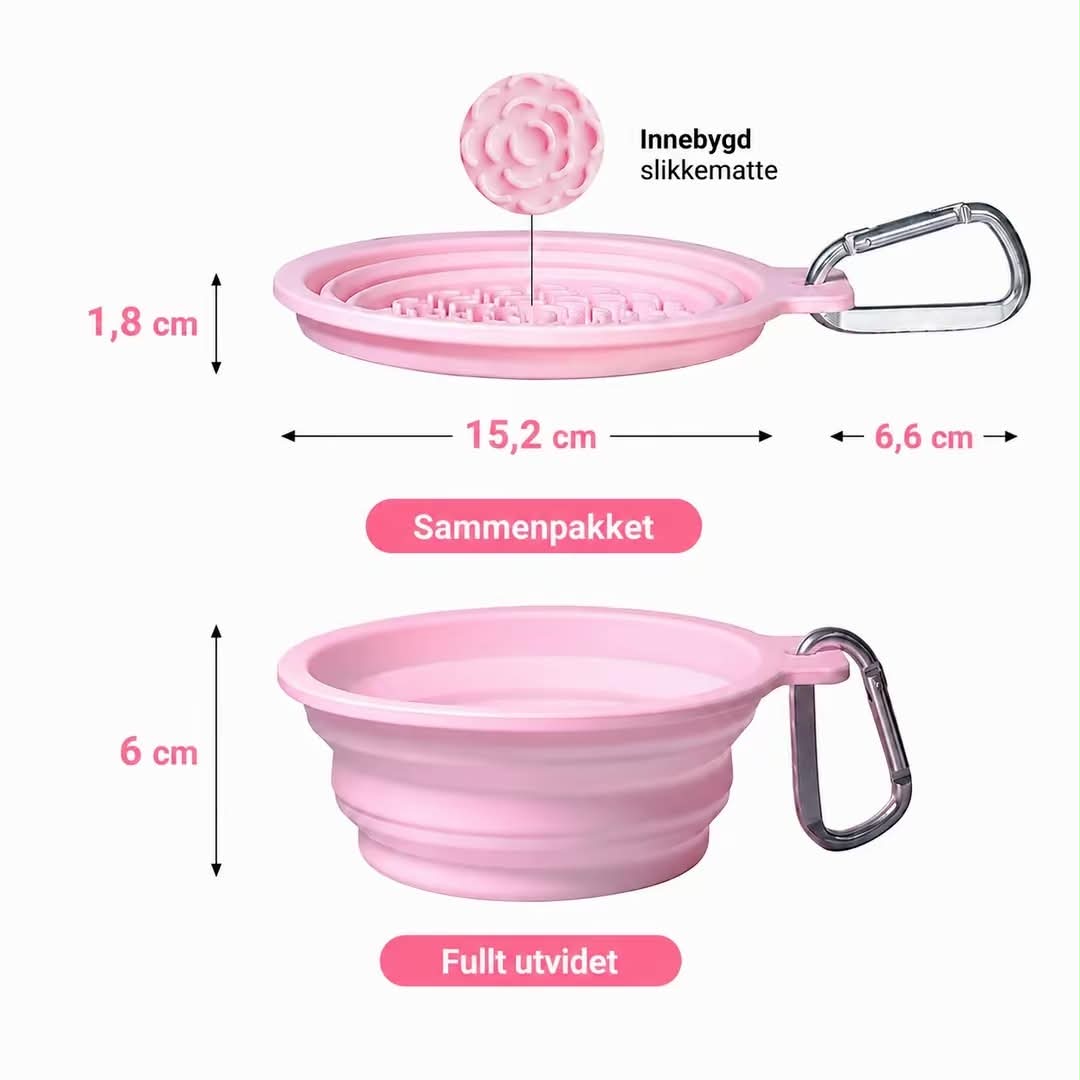 PetDreamHouse Sammenleggbar Turslikkematte skål for hund- Rosa🩷
