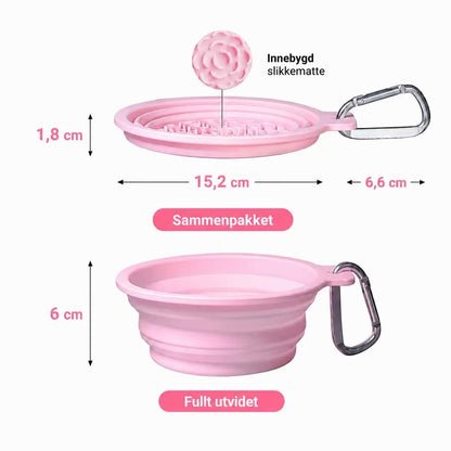 PetDreamHouse Sammenleggbar Turslikkematte skål for hund- Rosa🩷