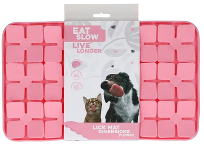 Eat Slow Live Longer Lick Mat Dimensions Flower Pink