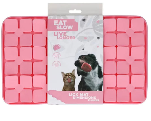 Eat Slow Live Longer Lick Mat Dimensions Flower Pink