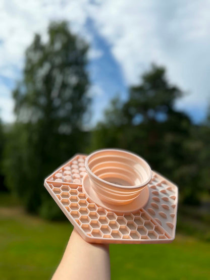 Slikkematte med Sammenleggbar skål