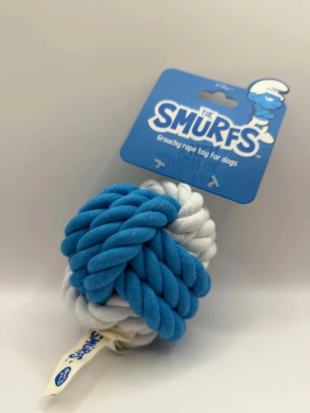 Hundeleke Grouchy Smurf Tauknuteball ø10cm